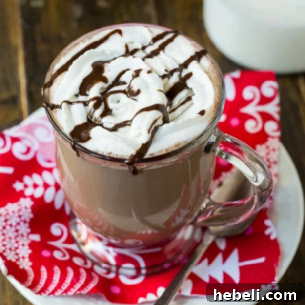 Decadent Mocha Delight 2 Rich Mocha Hot Cocoa in a festive mug, perfect for winter