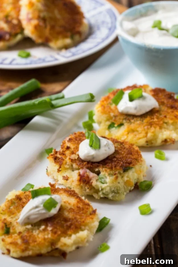 Mashed Potato Croquettes with ham and ranch seasoning, close-up of crispy texture