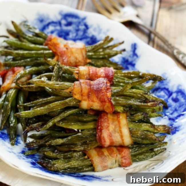 Green Bean Bundles wrapped in bacon, a perfect festive side dish.