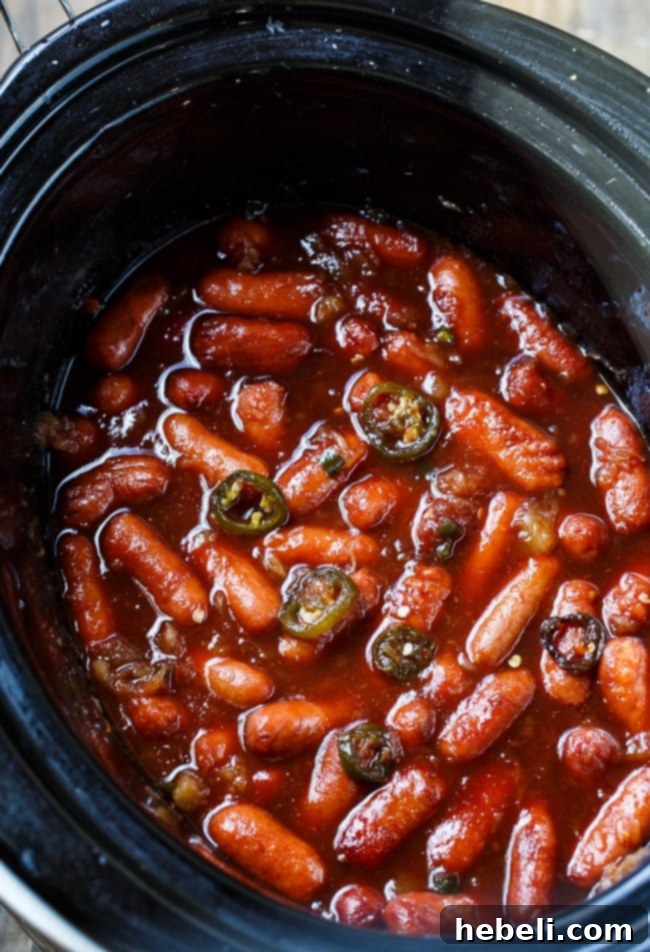 Crock Pot Little Smokies, the quintessential easy party appetizer, ideal for holiday gatherings and potlucks.