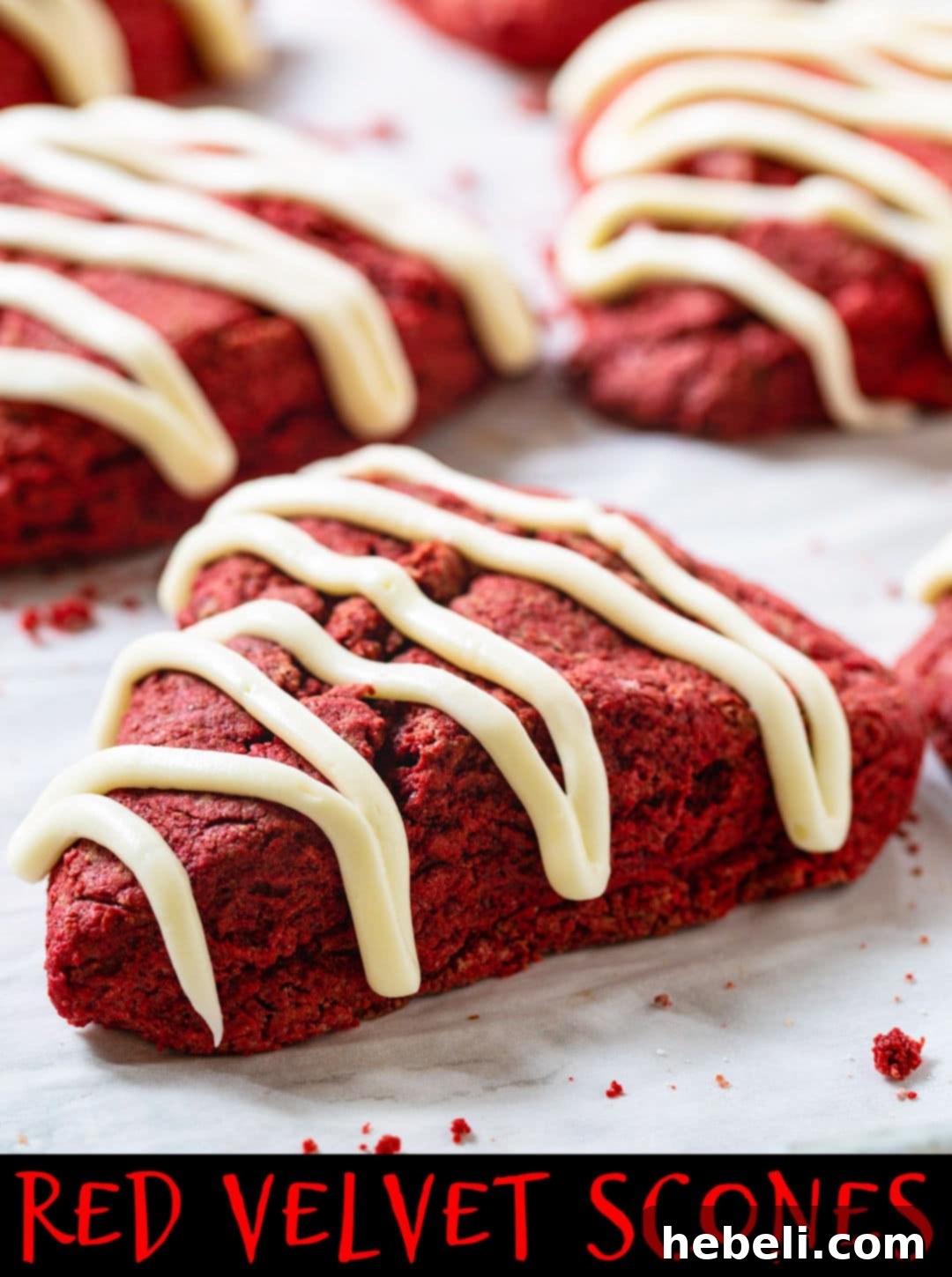 Red Velvet Scones with Cream Cheese Glaze.