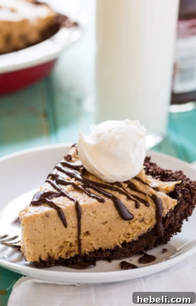 Airy Peanut Butter Delight 5 A whole Lighter Peanut Butter Pie, featuring a chocolate graham cracker crust and a creamy peanut butter filling, ready to be sliced. Sweetened with SPLENDA® for a lighter touch.