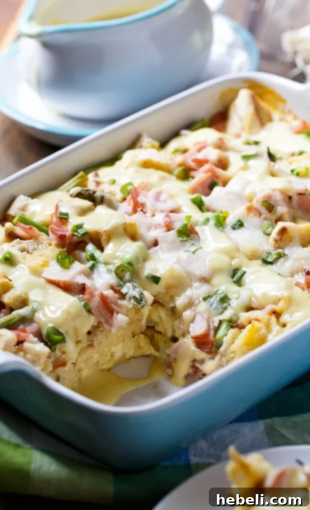 Overnight Eggs Benedict Casserole, a delicious and easy solution for feeding a crowd.