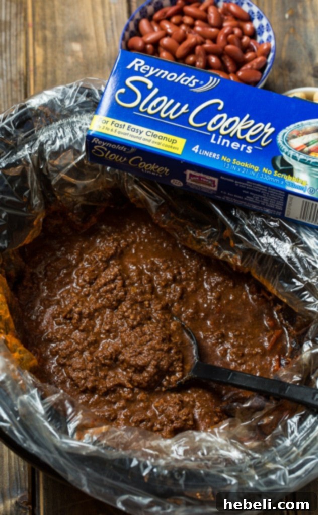 Reynolds Slow Cooker Liner being easily removed from the slow cooker