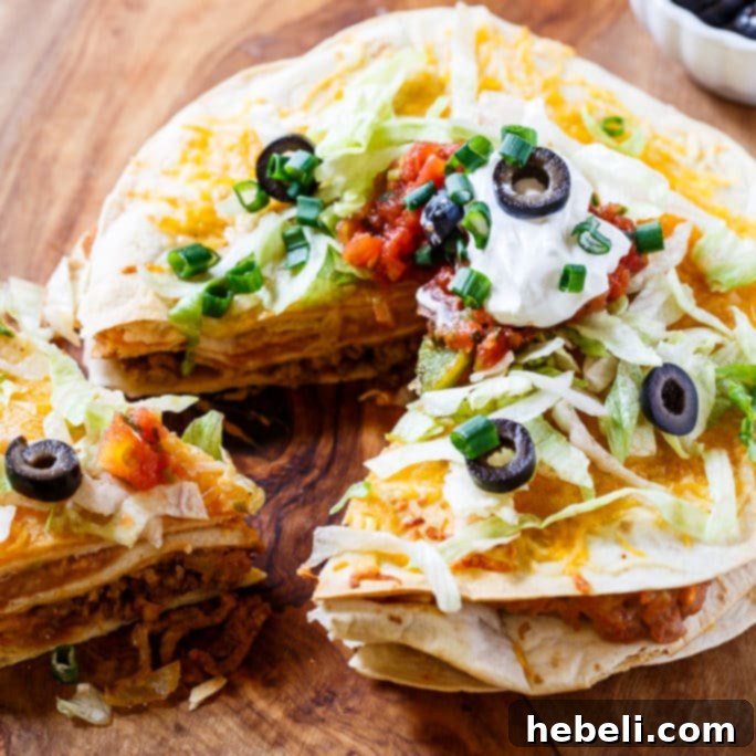 Stacked Tortilla Taco Pizzas