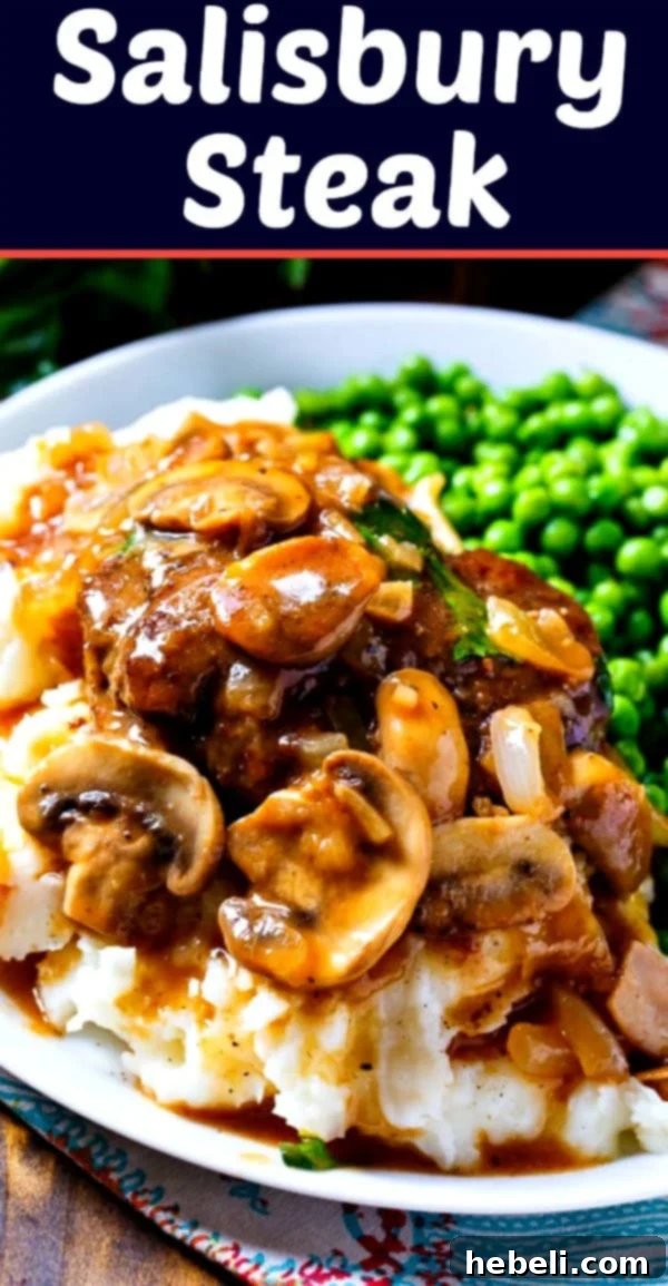 Classic Salisbury Steak, a true comfort food masterpiece, perfect served over creamy mashed potatoes.
