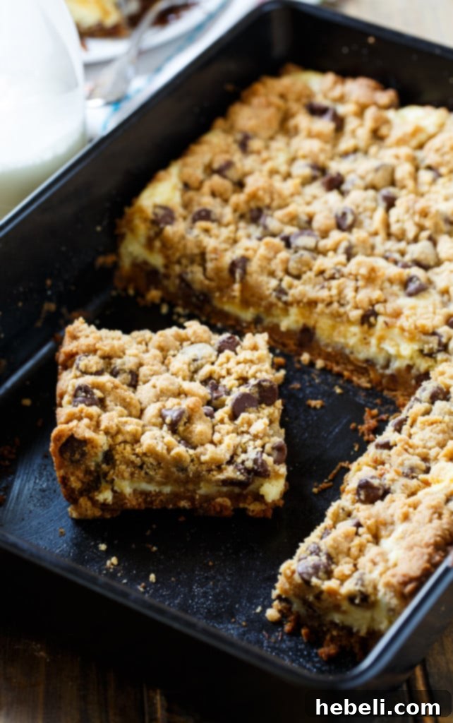 Delicious Cream Cheese Stuffed Peanut Butter Chocolate Chip Bars