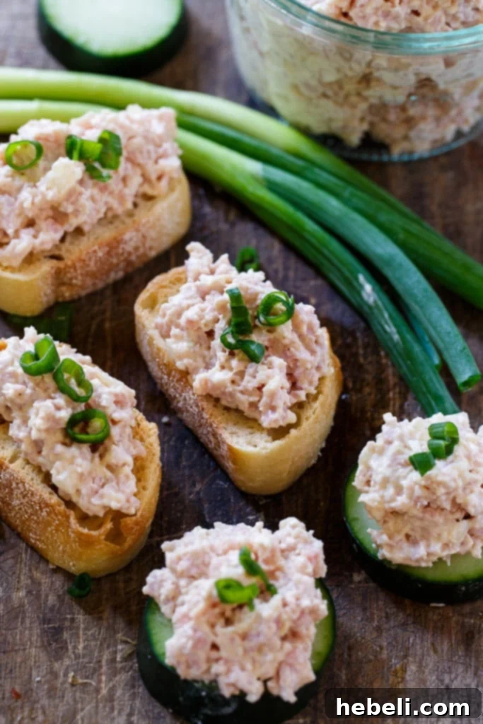 Close-up of creamy Deviled Ham spread