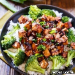 Asian Garlic Tofu- marinated in a sweet and spicy sauce and seared until crispy.