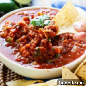 Fire-Roasted Salsa - super easy restaurant-style salsa that takes only minutes to make in a blender.