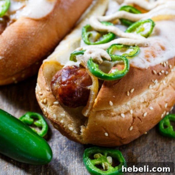 Jalapeno Beer Brats ready to be served