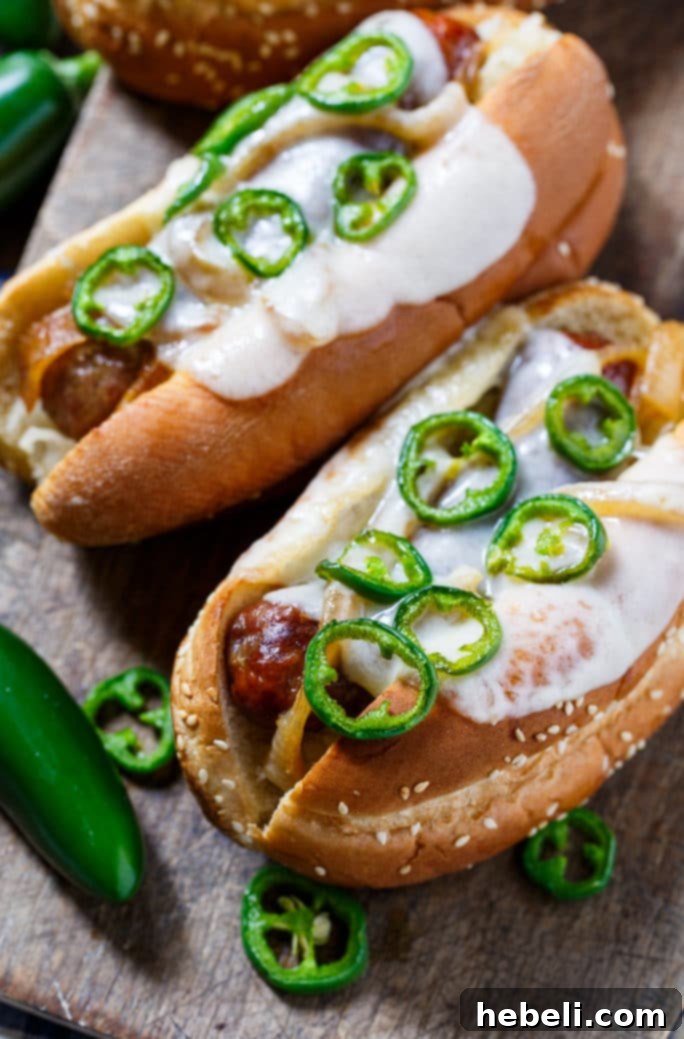 Perfectly grilled brats on a cutting board