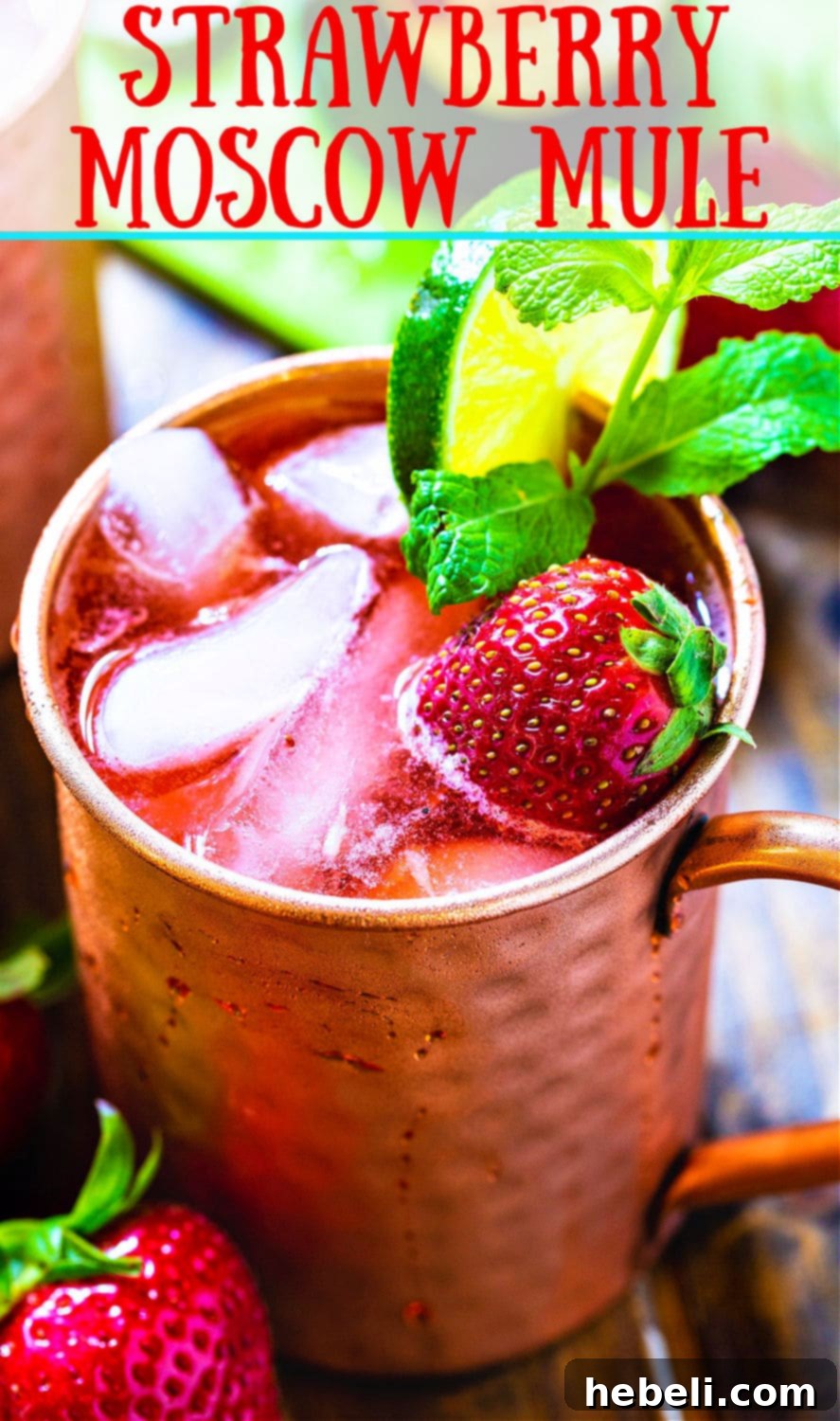 Strawberry Moscow Mule - a great summer cocktail made with vodka and ginger beer.