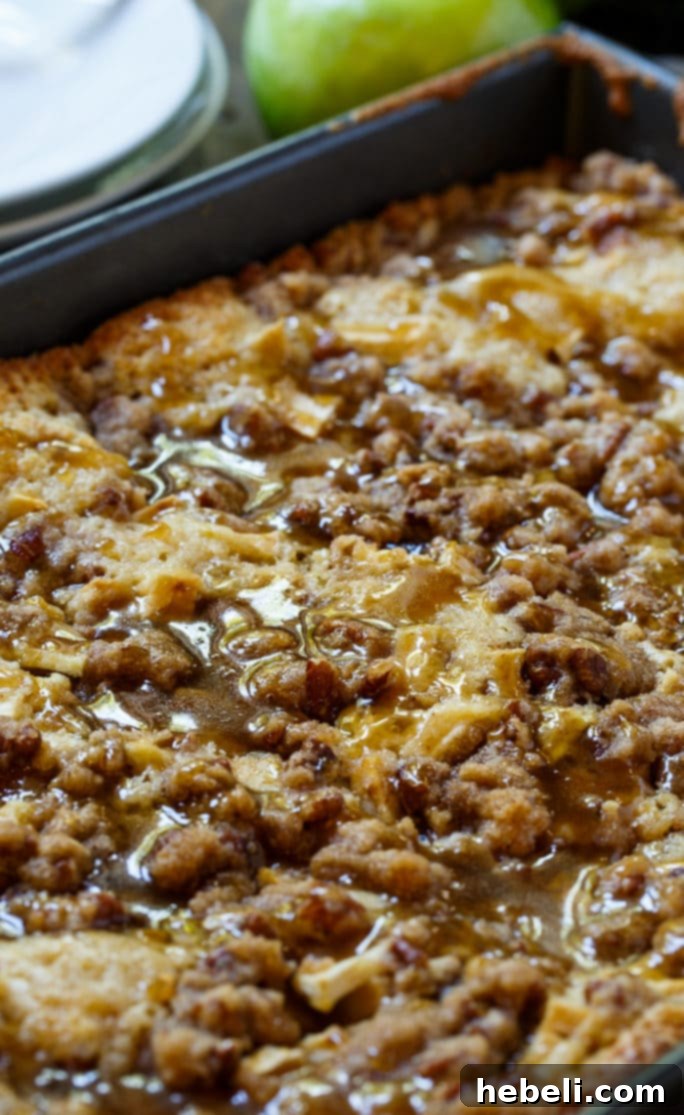 Apple Crisp Coffee Cake, ready for baking, showcasing the apple and crumb layers