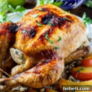 Close-up of Apple Cider Glazed Roasted Chicken, showing a beautiful golden-brown crust