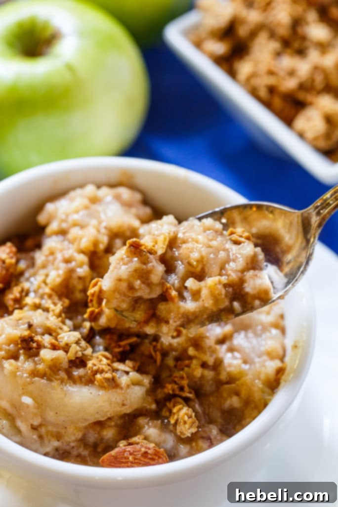 Cozy Apple Pie Slow Cooker Oats 5 Slow Cooker Apple Pie Oatmeal in a bowl, ready to eat.