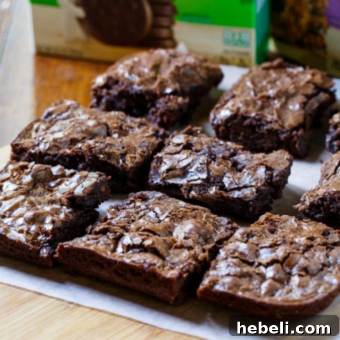 Easy Thin Mints Brownies made from Pillsbury baking mix.