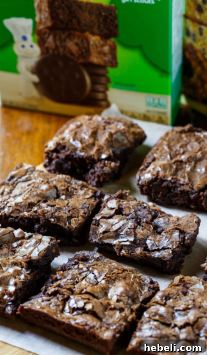 Easy Thin Mints Brownies made from Pillsbury baking mix.
