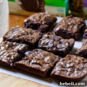 Easy Thin Mints Brownies made from Pillsbury baking mix.