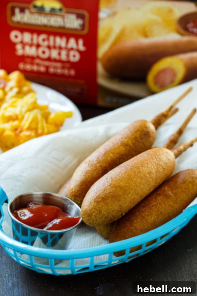 Box of Johnsonville Corn Dogs found in the frozen food aisle at Walmart