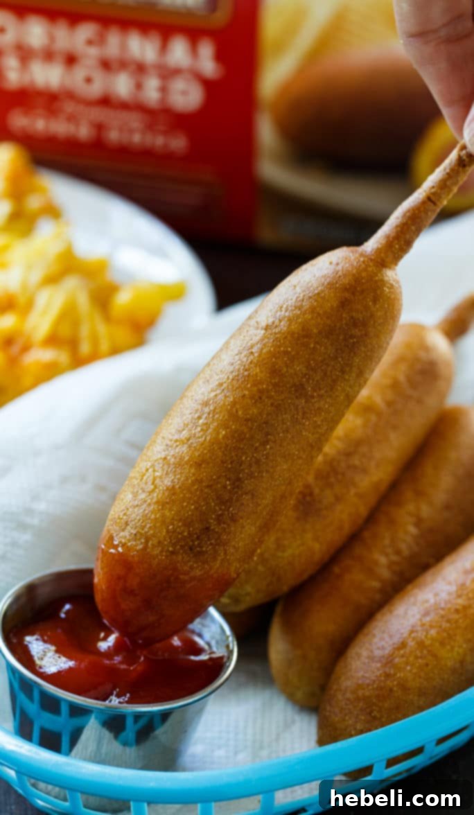 A selection of Johnsonville Corn Dogs, emphasizing the premium quality of the sausage