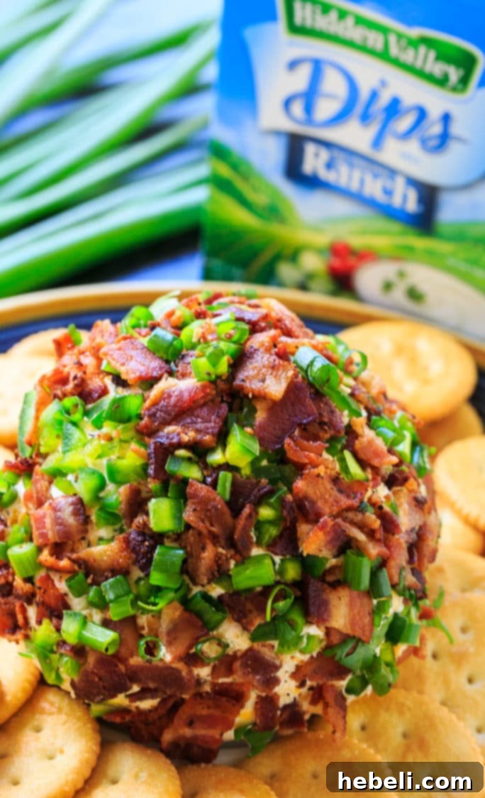 Loaded Bacon Jalapeno Cheese Ball 3 Hidden Valley Ranch Dip Mix and Cream Cheese Base