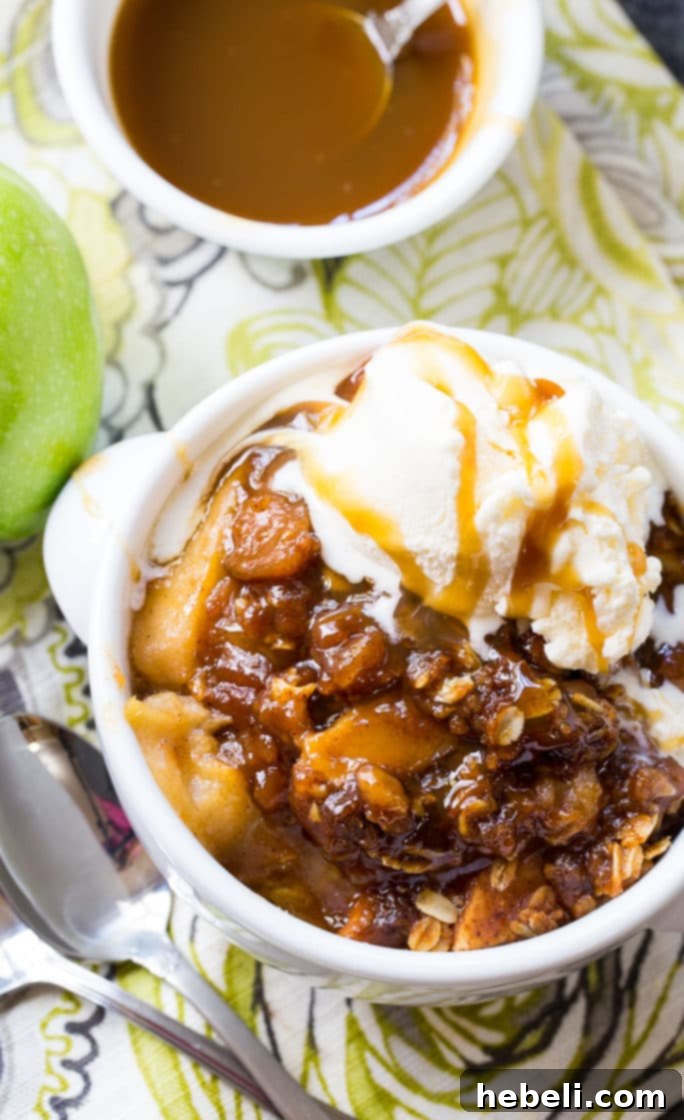 Golden Butterscotch Slow Cooker Apple Crisp 4 Another view of the Crock Pot Butterscotch Apple Crisp, highlighting the rich, golden-brown topping.