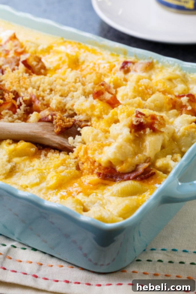 Decadent Crab Macaroni 8 Close up on the baked Crab Mac and Cheese