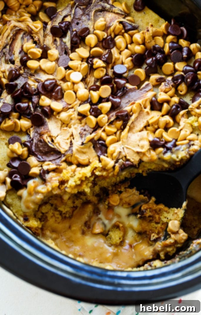 Peanut butter cake batter poured over banana pudding