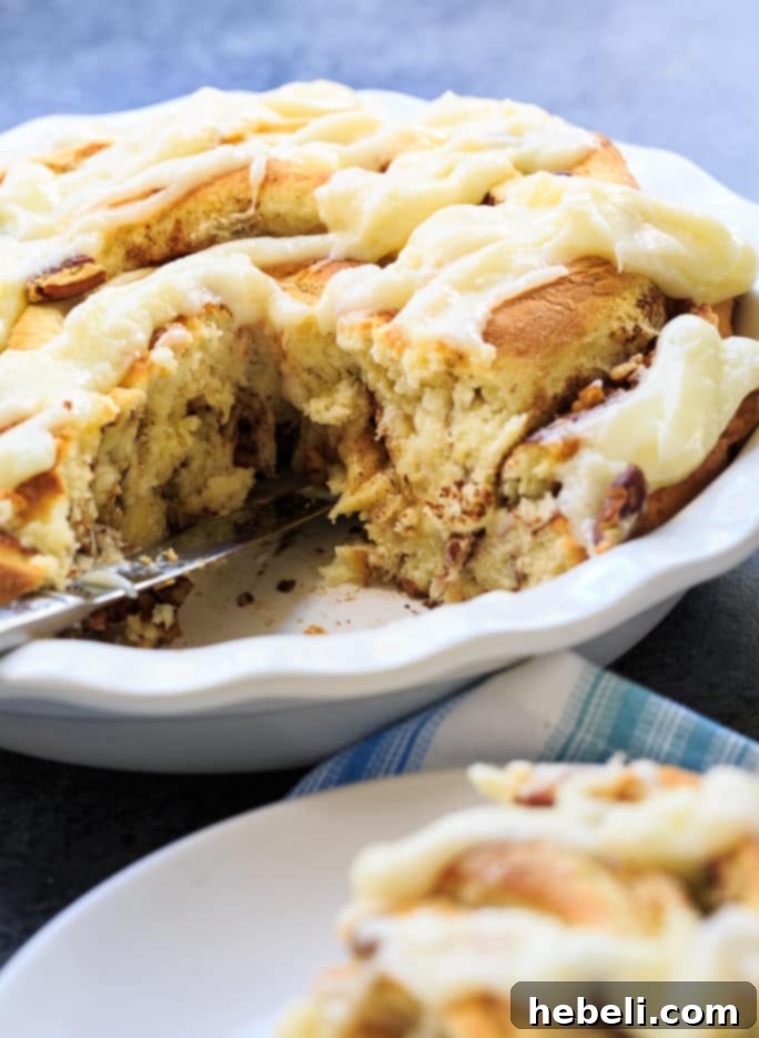 Close-up of a Giant Cinnamon Roll showing its soft interior
