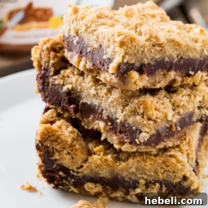 Nutella Fudge Bars with a delicious chocolate hazelnut filling