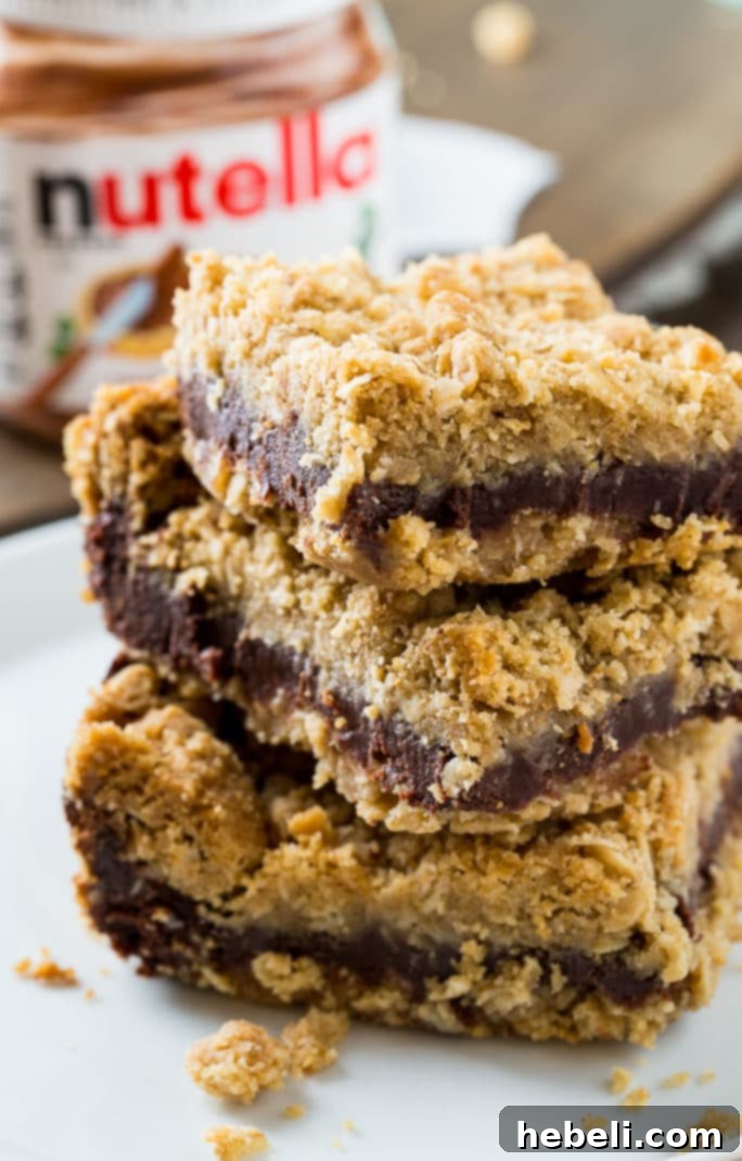 Close-up of freshly baked Nutella Fudge Bars