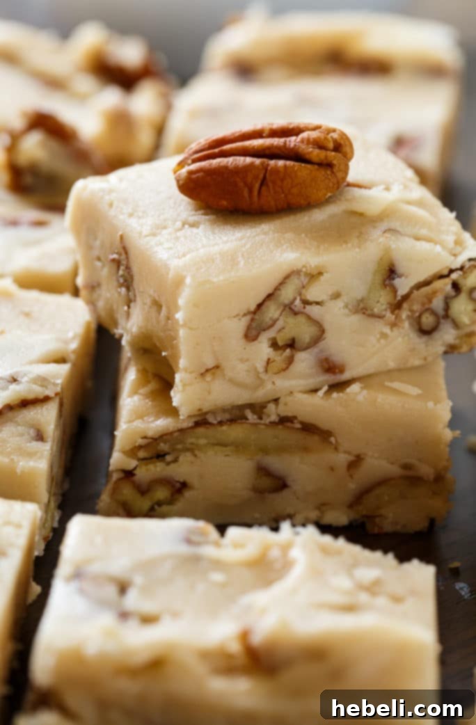 Freshly made Butter Pecan Fudge cooling in a pan, ready to be cut