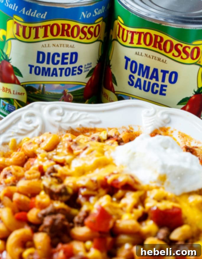 Ingredients for Southern Ghoulash laid out, including tomatoes and spices.