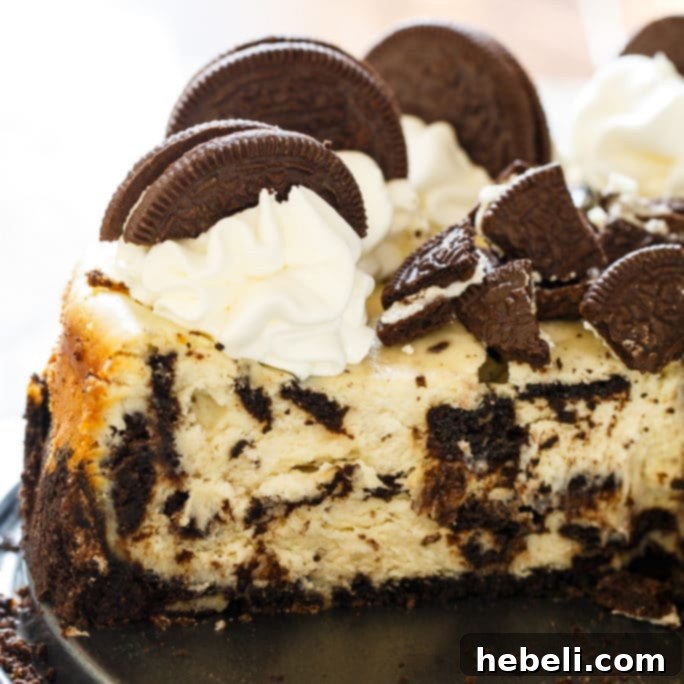 Oreo Cheesecake - A rich, dense, and creamy cookies and cream delight.