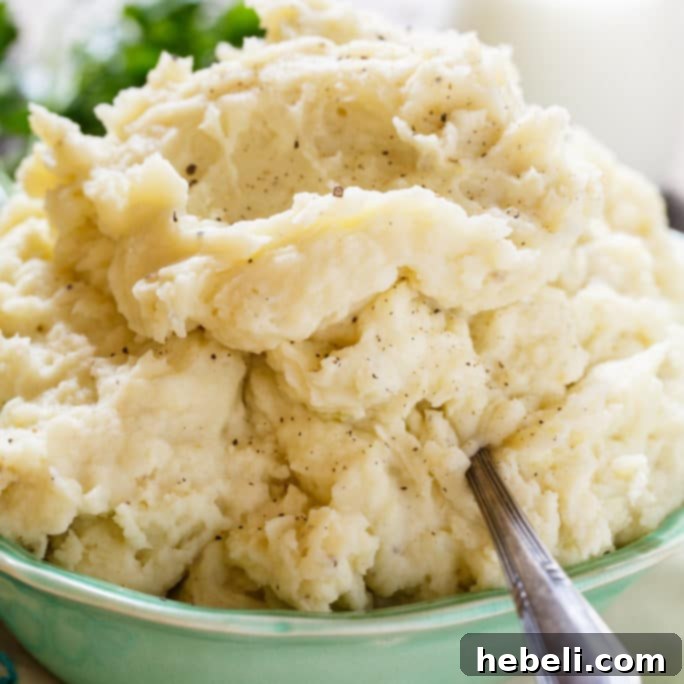 Exquisitely smooth and creamy whipped potatoes, a perfect side dish.
