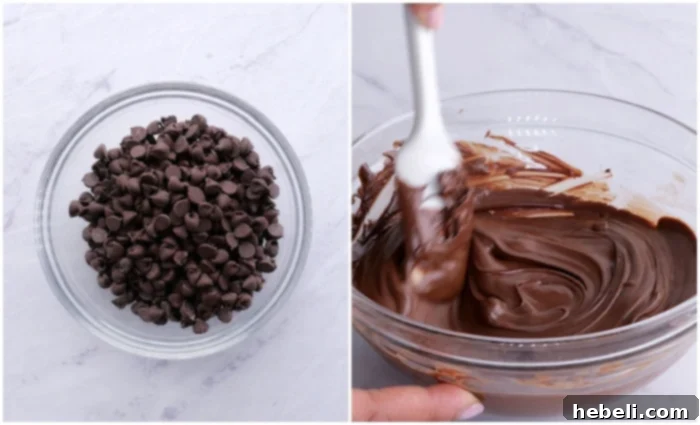 Melting the chocolate.