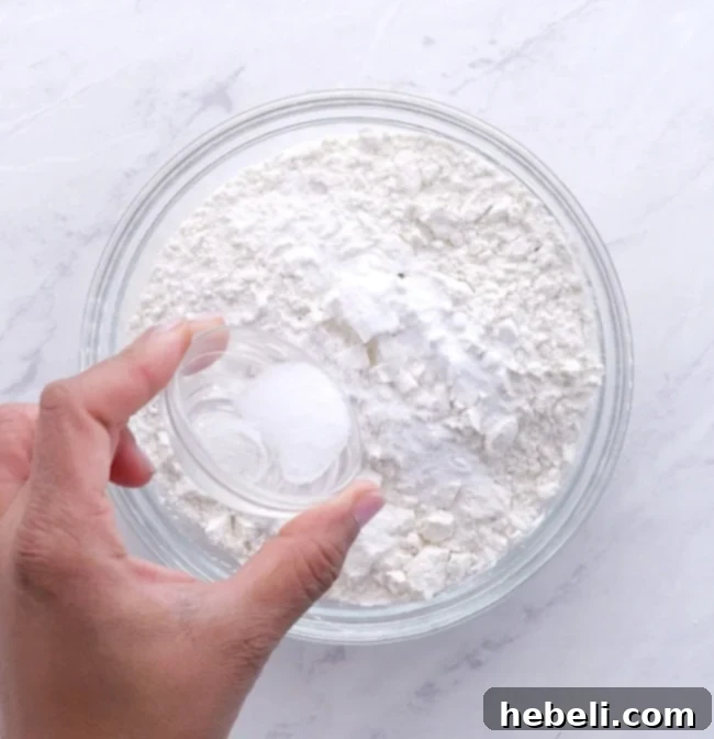 Mixing the dry ingredients.