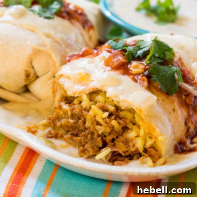 Savory Pulled Pork Burritos Smothered in Cheesy Sour Cream Sauce