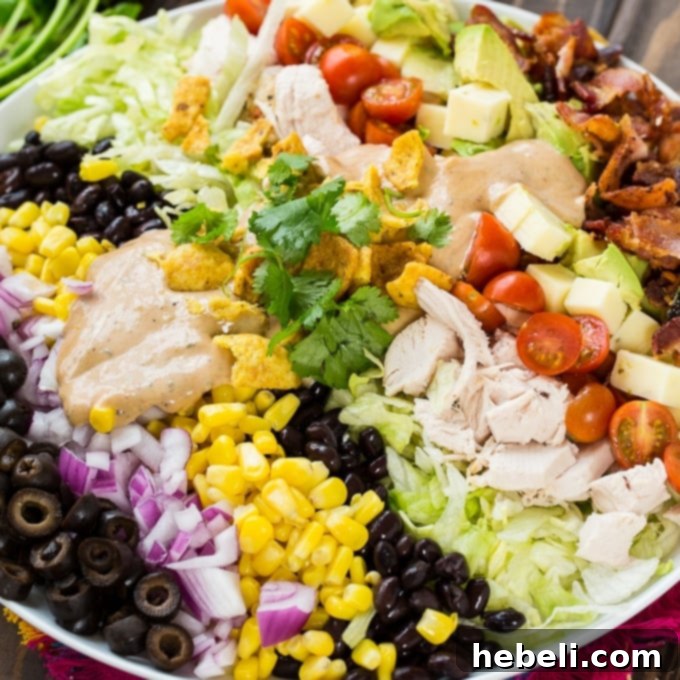 Vibrant Tex-Mex Cobb Salad with all its delicious ingredients