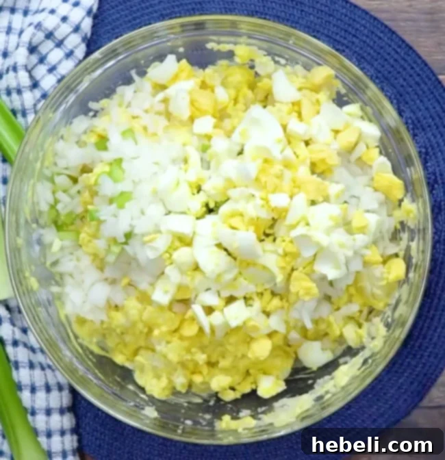 Classic Southern Potato Salad 9 Adding remaining ingredients.
