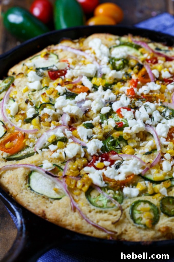 Freshly chopped summer vegetables ready to be incorporated into the Farmstand Cornbread mix.