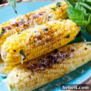 Finished Grilled Garlic Parmesan Corn