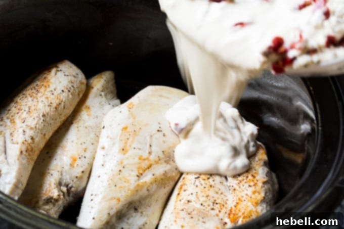 Velvety Slow Cooker Tuscan Chicken 4 A close-up of Slow Cooker Creamy Tuscan Chicken, showcasing the rich sauce, sun-dried tomatoes, and tender chicken.