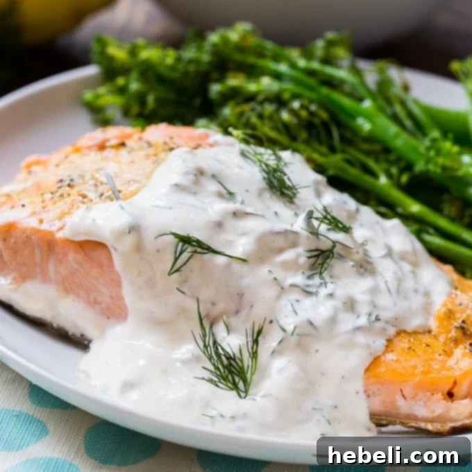 Salmon with Creamy Dill Sauce ready to be served