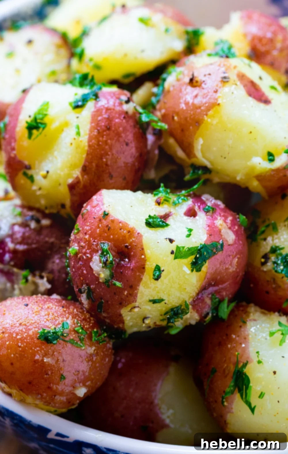 Close-up of Butter Parsley Potatoes in a bowl.
