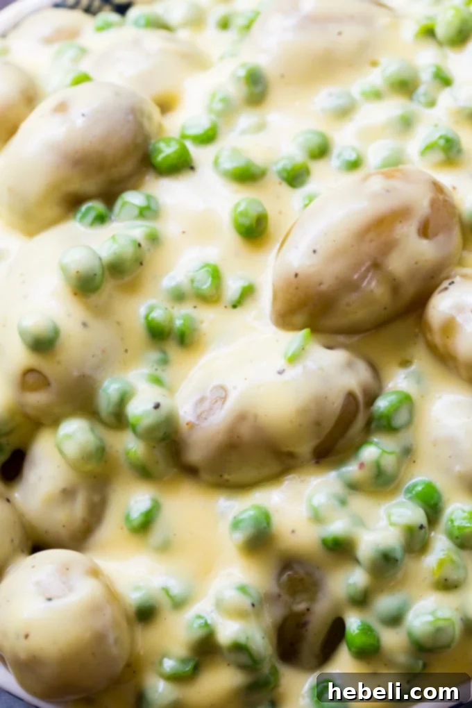 southern-style Cheesy Creamed Peas and Potatoes
