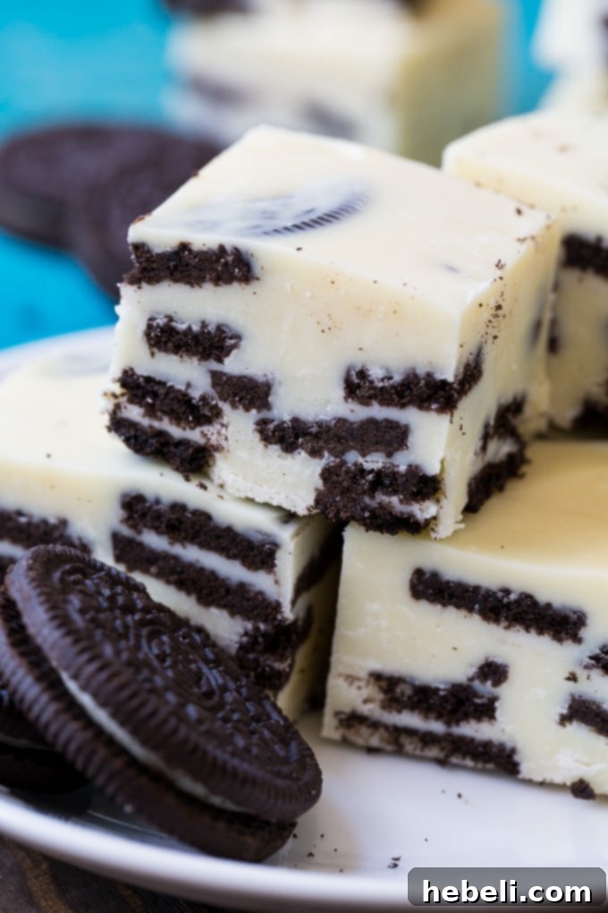 Cookies and Cream Fudge with more Oreo cookies scattered on top