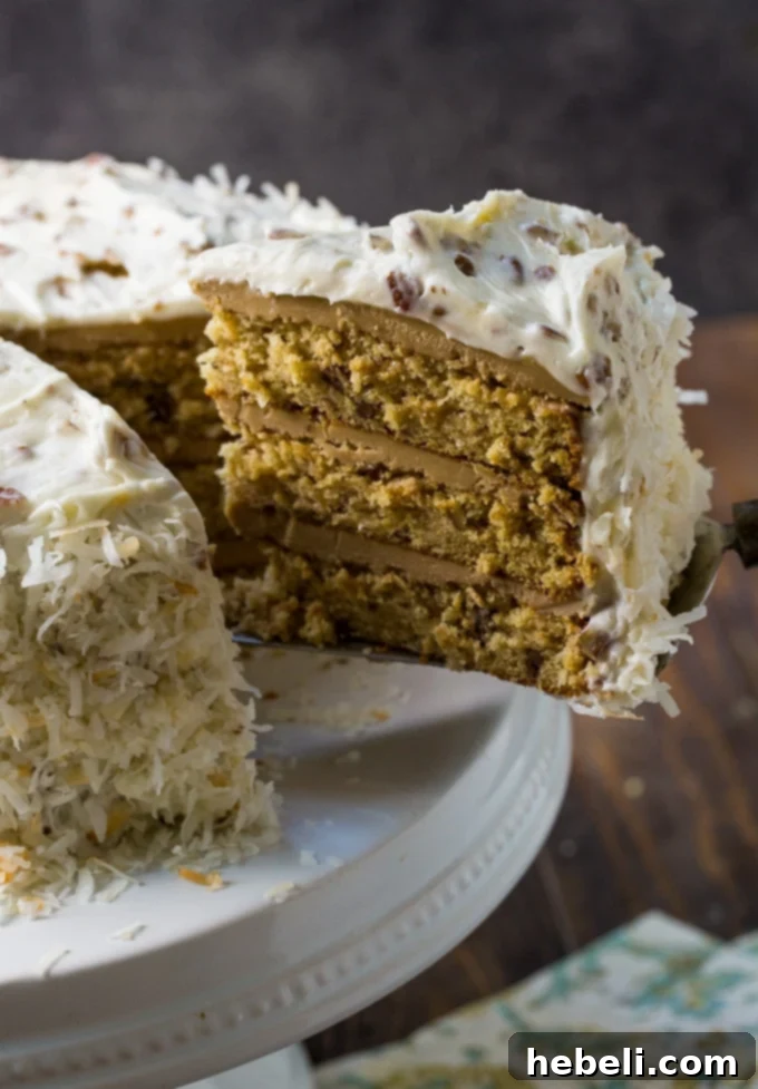 Caramel Italian Cream Cake featuring two delicious kinds of frosting