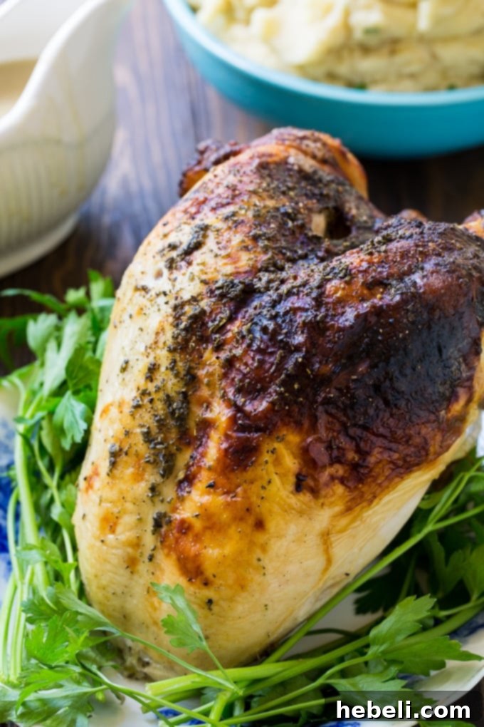 Raw Buttermilk Marinated Turkey Breast soaking in the marinade in a large resealable bag.